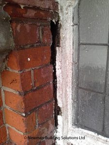 Repairs required between bricks and window frame