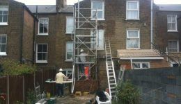 repairs to brick arch lintel underway