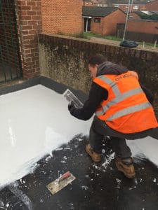 Application of Polyac Rapid, rapid cure primer to external walkway
