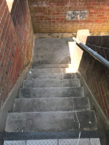 external staircase during removal of non-slip tiles