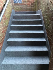 External concrete steps coated in anti-slip, waterproof Polyac Rapid